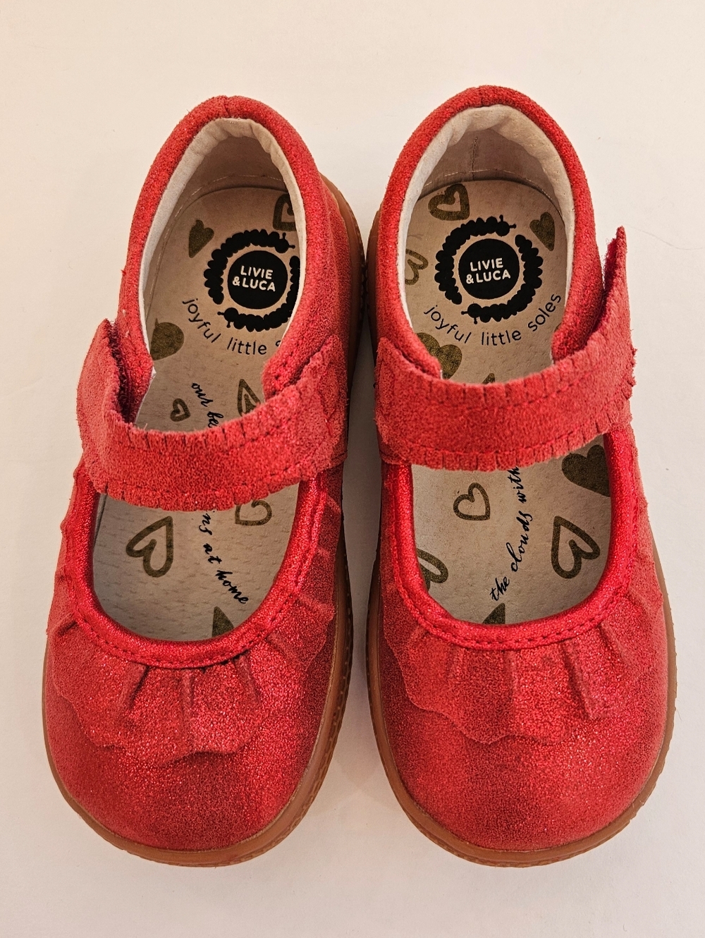 Livie & Luca Ruche Classic Red Sparkle Mary Jane Shoes Toddler Girls Size 9 EUC - Picture 3 of 13